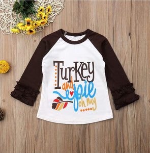 "Turkey and Pie, Oh My" Ruffle Sleeve Shirt