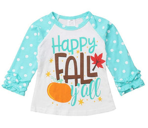 "Happy Fall Y'all" Ruffle Sleeve Shirt