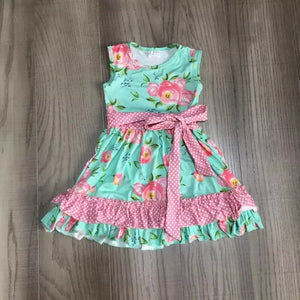 Mint Floral  Ruffle Dress