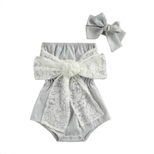 Chic Gray and Lace Baby Romper