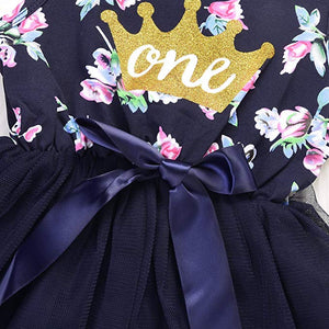 Princess First Birthday Floral Tutu Dress