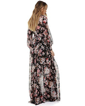 Women's Vintage Floral Long Sleeve Boho Maxi