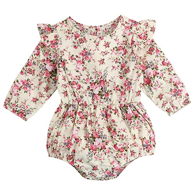 Floral Ruffle Long Sleeved Romper