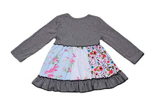 Boutique Floral Ruffle Party Outfit Gray Blue