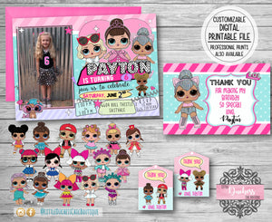 L.O.L. Surprise Doll Birthday Invitation with FREE Thank You Card
