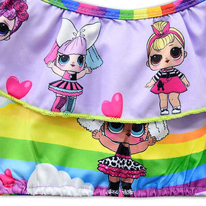 Two Piece LOL Doll Ruffle Rainbow Swimsuit