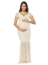 Maternity Short Sleeve Lace Maternity Maxi