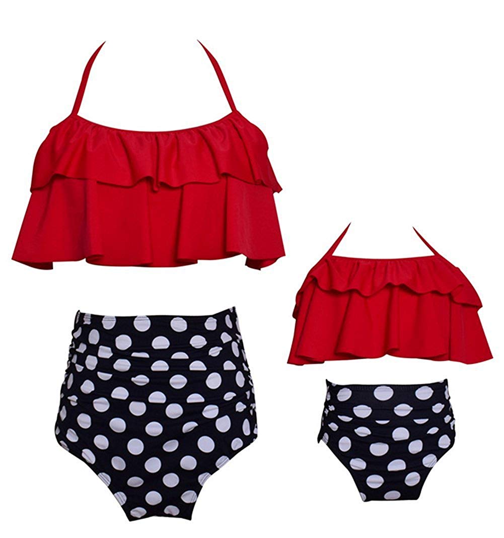 Mommy and Me Swim - Red and Polka Dots