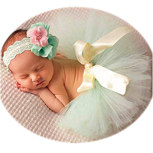 Newborn Baby Tutu and Headband Set - Mint
