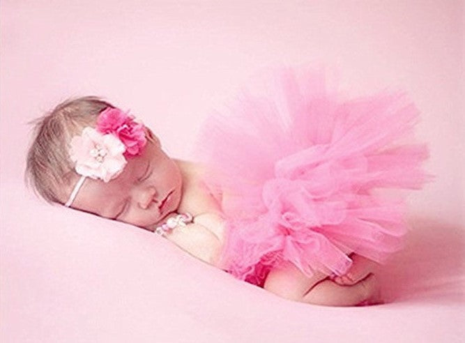 Newborn Baby Tutu and Headband Set - Pink