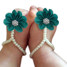 Baby Girl Barefoot Sandals - Pearl and Rhinestone