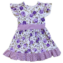 Lavender Floral Ruffle Flutter Dress
