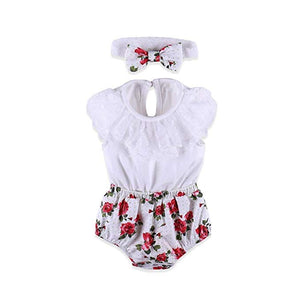 Baby Girl Scalloped Floral Lace Romper