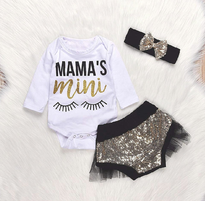 Mama's Mini Sequin Onesie Set - Long Sleeve