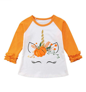 Fall Unicorn Pumpkin Long Sleeve Shirt