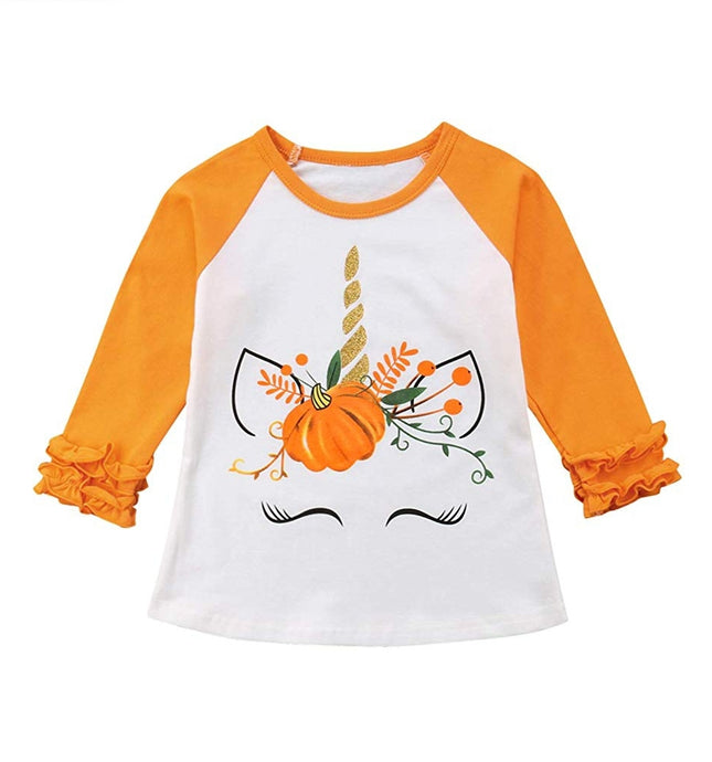 Fall Unicorn Pumpkin Long Sleeve Shirt