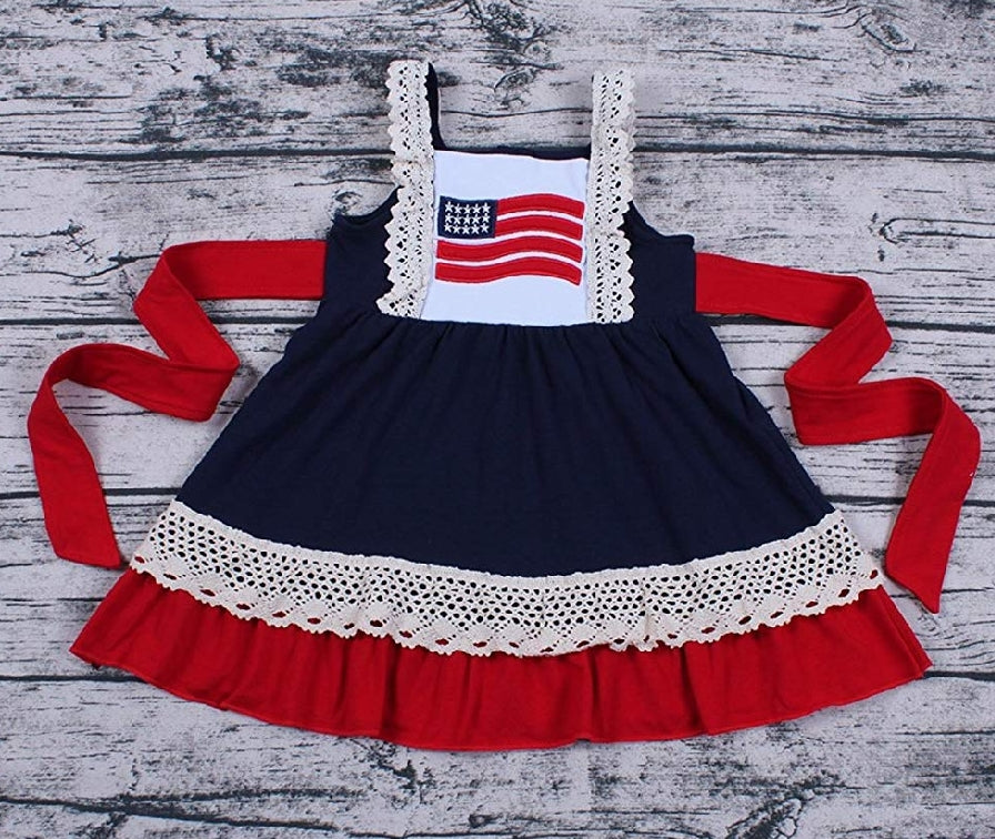 Miss America Embroidered Ruffle Dress
