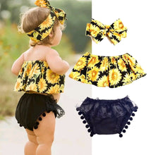 Baby Girl Sunflower Lace Outfit Set