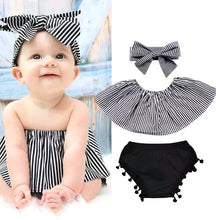 Baby Girl Pin Stripe PomPom Outfit