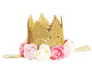 Gold Princess Floral Crown Headband