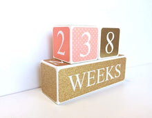 Sweet Baby Wooden Blocks - Coral & Gold