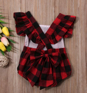 Red Plaid Baby Romper