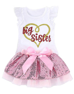 Pink Sequin Big Sister & Little Sister Tutu Outfit