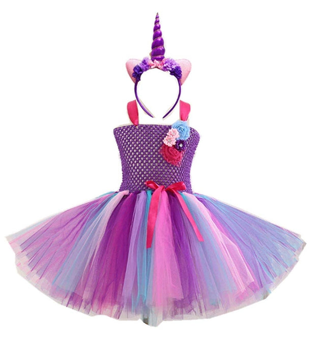 Purple Rainbow Unicorn Tutu Dress