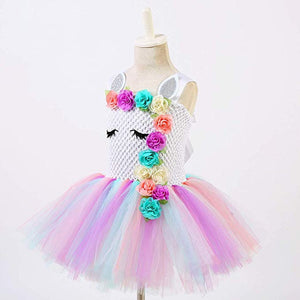 Whimsical Pastel Eyelash Unicorn Tutu Dress