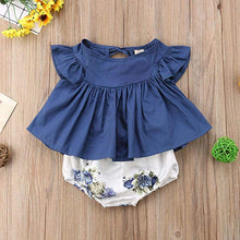 Blue Fall Floral Baby Outfit
