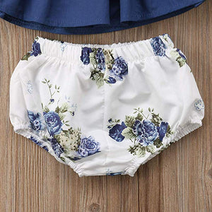 Blue Fall Floral Baby Outfit