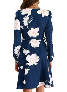 Women's Long Sleeve Floral Short Dress